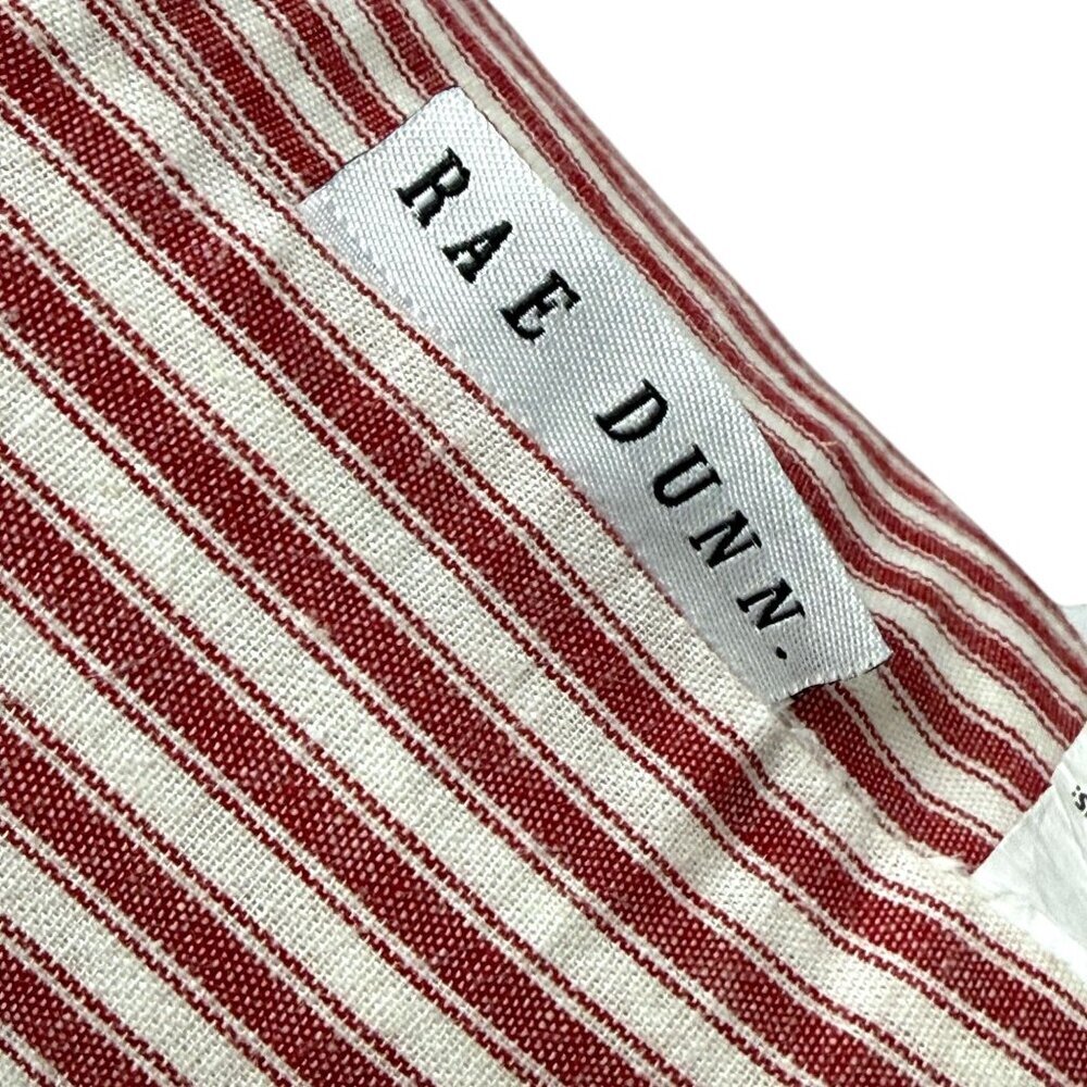 RAE DUNN Merry Lg Pillow 21" Red Ticking Stripe Holiday Decor Cover w/ Insert - Picture 4 of 10